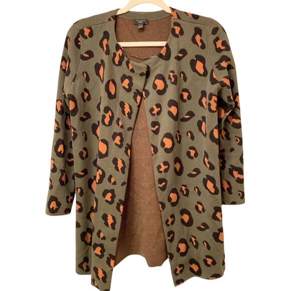 Ann Taylor Factory Sweaters - Ann Taylor Factory Open Front Leopard Print Cardigan Sweater Size S Petite